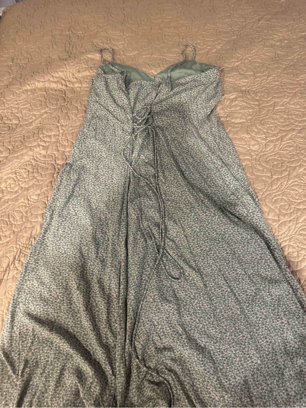Lucky Brand Sage Green Floral Maxi Dress with Front Buttons - Picture 4 of 4